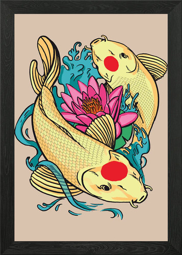 Tancho koi fish framed wall - koi,