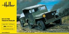 Heller 1/35 81105 1WW2 Jeep De L'Armée Américaine Willis Et Remorque