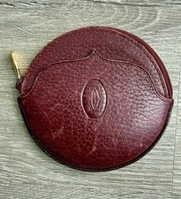 Must de Cartier Leather Round Coin Purse Wallet Bordeaux/3BJ0423