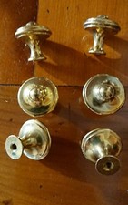  6 Beautiful Buttons, Comfortable Solid Brass Drawer Handle Diam 2.5cm