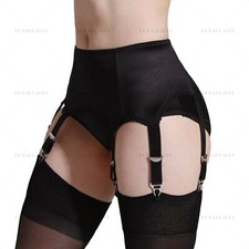 Luxallacki Retro Garter Belt 6 Straps Suspender Metal Clasp Undergarment (S~3XL)
