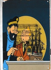 Plaque métal vintage Tintin repro sous blister 20 PAR 30