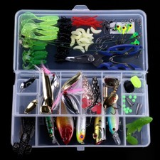 HENGJIA 110Pcs Boîte Multifonction Crankbait Soft Spinner Pencil Poisson