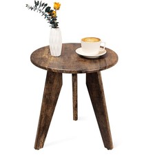 Small Round Wooden Side Table for Terrace Living Room Bedroom Bu...