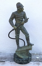 STATUE du DEVOIR sapeur POMPIER incendie LANCE henry WEISSE sculpteur REGULE