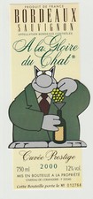 Geluck  le chat   etiquette de vin bordeaux 2000 cuvee prestige