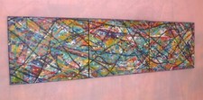 Acrylic Triptych Painting SILVANO 138 x 38 cm POLLOCK 2022 Abstract Art