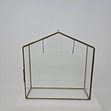 Vtg Glass & Brass Terrarium Display Case MCM Boho Hinged Table Top HTF 9.5"