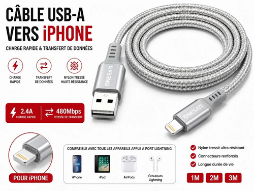 Onesam câble - câble, iphone)–