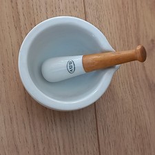 Antique porcelain mortar and pestle, pharmacy utensil, medicine GDV