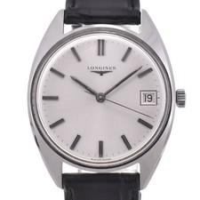 LONGINES vintage Date SS/Leather Silver Dial Hand Winding Men's Watch L#143029