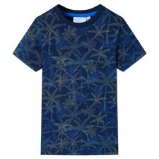 T-shirt pour Enfants Vêtement Manches Courtes Imprimé Fleurs Bleu Marine 128 vid
