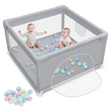 Parc bébé gris 90 x 90 cm