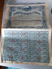 Action Ancienne Compagnie Générale Des Tabacs 1927 Cent Francs Carrier