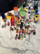 GROS LOT FIGURINES  PLAYMOBIL 123 TRAIN BATEAU AVION CAMION PERE NOEL ANIMAUX +