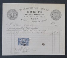 Invoice 1876 LE POSTICHE GRAFT HAIRDRESSER PERFUMEUR LYON old bill invoice 5