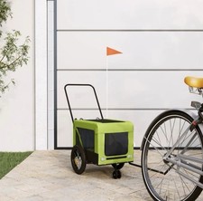 Remorque De Vélo Verte Pour Animaux Chien Chat Chariot 3 Roues Avec Drapeau