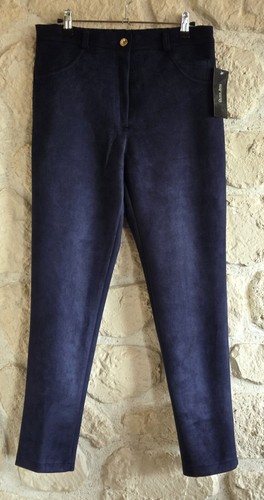 Pantalon bleu toucher - , peau