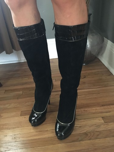 Aldo black knee high platform