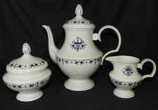 LIMOGES PORCELAIN: VIGNAUD & BERNARDAUD coffee maker, sugar bowl, pourer (VGC)