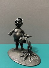 Etains Pewter France Michel Laude Medieval Warrior Knight Camp Fire Art Figurine