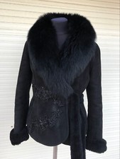 Manteau hiver en cuir nubuck M  / fourrure renard