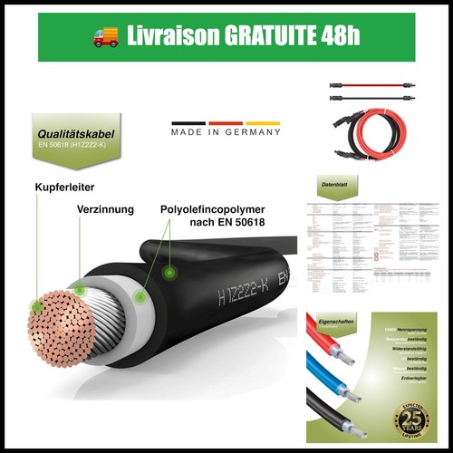 Câble solaire rallonge - 4, mm²