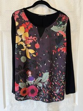 Anatopik Elea 46 Black Multicolor Floral L/S Blouse Top Whimsical M L