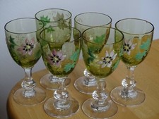 LEGRAS 6 ANCIENS VERRES LIQUEUR VERRERIE  EMAILLE ART NOUVEAU