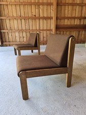 2 CHAUFFEUSE FAUTEUIL VINTAGE 1960  LAINE / BOIS MINIMALISTE STYLE ANDRÉ SORNAY