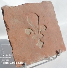 ✅ HIGH EPOCH old terracotta tile earthenware of mills FLEUR DE LYS