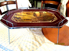 RARE GRAND PLATEAU DE LIT  ANCIEN DECOR MEDIEVAL SIGNE "ROBERT" ANTIk/design 50