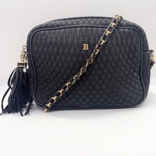 Auth BALLY Good Condition Chain Shoulder Bag Quilting Black Switzerland
