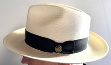 Goorin Bros Fedora Mens Large Ivory Straw Shantung Panama Hat San Francisco-NEW