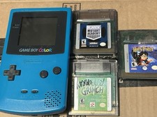 Nintendo Gameboy Color Teal +The Grinch + X-men Mutant + Harry Potter Lot Read D