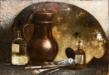French Impressionist School - Palette, Color Tubes and Brushes, LB 1890
