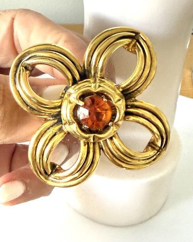 Broche fleur pierre cristal - fleur,