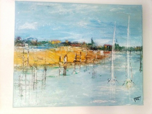 Tableau abstrait acrylique - , sur