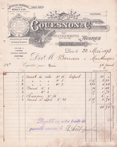 Paris musique couesnon 1893 - 75,