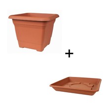 Bac à Plantes Jardin Pot de Fleurs Nora 28 X 28 CM + dessous Lara - Terre Cuite