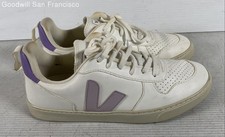 Veja V-10 T3 White Purple Low Top Round Toe Lace Up Sneaker Womens Shoes 6.5