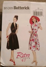 Butterick #5209 Retro '47 Halter Dress  & Cap Sleeve Dress sz 14-16-18-20 UNCUT