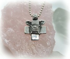 Cross Wings Face Mask Sterling Silver Pendant for Women