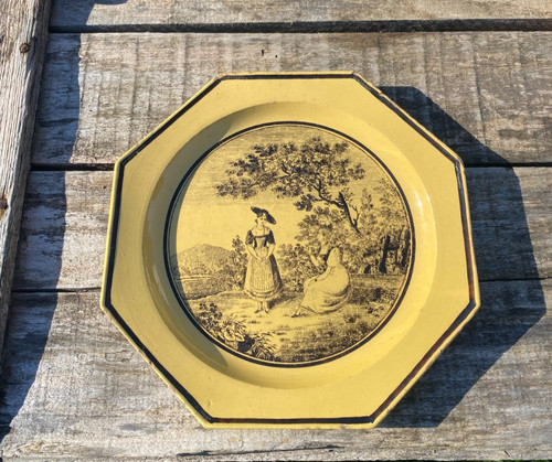 Assiette octogonal jaune - ,