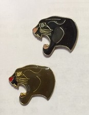 2 PIN'S TETES ANIMAL SAUVAGE MAMMIFERE CARNASSIER FELIN PANTHERE NOIRE LEOPARD 