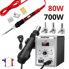 Fer à souder 80W LCD + Poste air chaud 700W Réglable 180-500°C Chauffe rapide