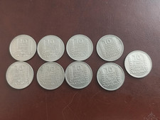 Lot de 9 pièces de 10 francs Turin cupro nickel  1948 (6) et  1949 (3)