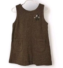 Vintage Disney Donaldson Mickey Mouse Size 4 Embroidered Wool Tweed Dress Girls