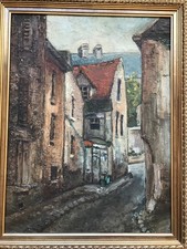 Huile sur toile ancienne. Rue