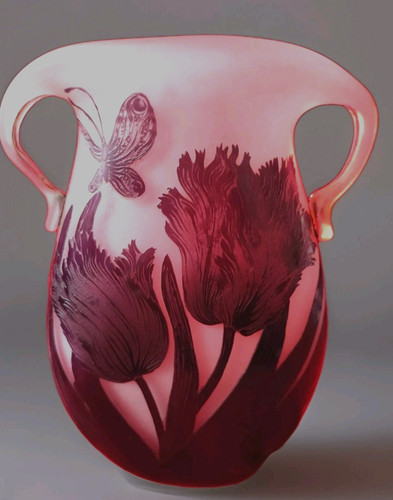 Vase signé verre - verre, français